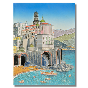Quadretto in ceramica con Atrani cm 30x40