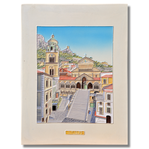 Quadro in ceramica con Amalfi Duomo Cm 29x38