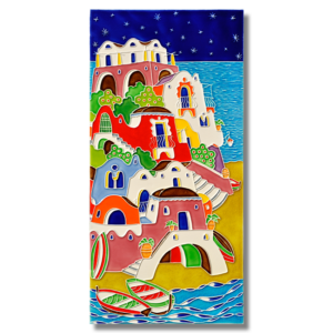 Creazioni Luciano, CASETTE MEDITERRANEE, mod B (cm 25x50) in ceramica a rilievo, Original Design, Handmade in Italy.