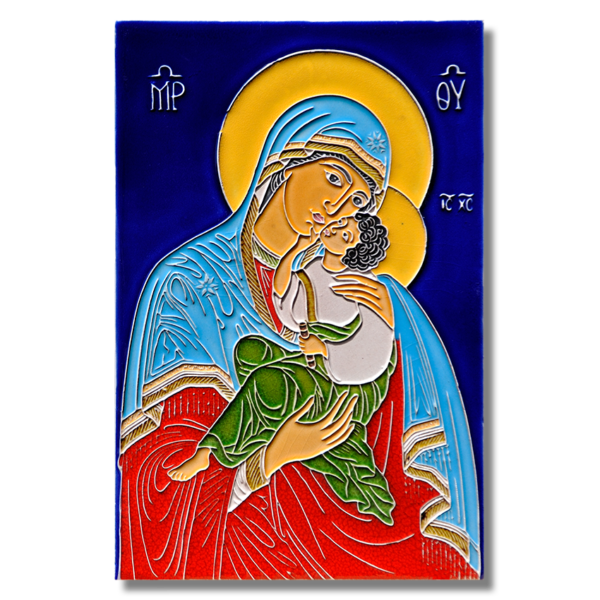 CREAZIONI LUCIANO, Madonna Tenerezza cm 20x30, in ceramica a rilievo, handmade in italy