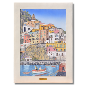 Quadro in ceramica con Amalfi S.Biagio cm 40X54