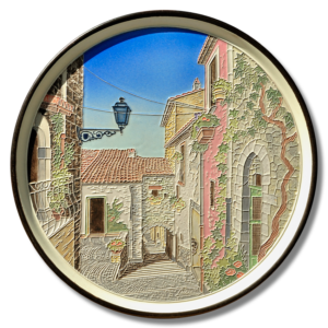 Piatto in ceramica con Fiuggi cm Ø 40