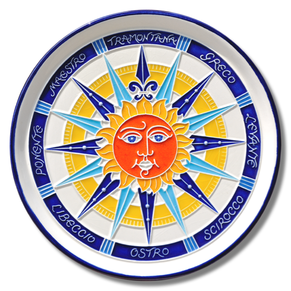 "Compass Rose Sun" Ceramic Plate Ø 10"