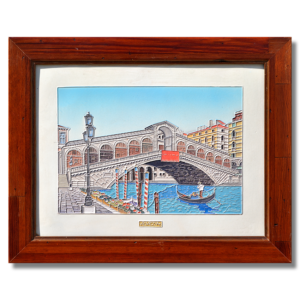 Quadro in ceramica con Venezia Ponte Di Rialto cm 46X36