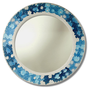 Specchio in ceramica Della Robbia frutta cm Ø 40 mod. B