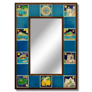 Specchio in ceramica con Ischia cm 54x74