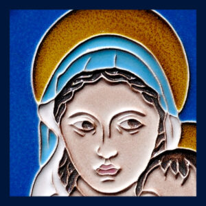 Creazioni Luciano, Madonna con Bambino Robbiana cm 20x30, in ceramica a rilievo, handmade in italy - immagine 2