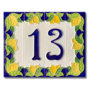 CREAZIONI LUCIANO, Numeri civici "LIMONI", in Ceramica a rilievo, 4,7x15 CM, ORIGINAL DESIGN, Handmade in Italy