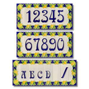 "LEMON" Civic Numbers, in relief ceramic, 4,7x15 CM (1,8'' x 5,9''), Handmade in Italy - Image 2