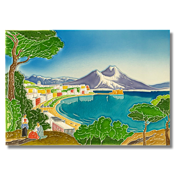 Creazioni Luciano, Napoli Vesuvio, Paesaggi Italiani (cm 30 x 20) in Ceramica a rilievo, Handmade in Italy