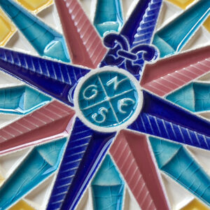 COMPASS ROSE, 6"X6" ,Relief Ceramic Tilework, Handmade in Italy - Image 3