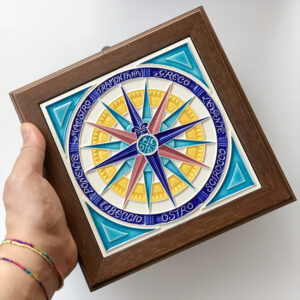 COMPASS ROSE, 6"X6" ,Relief Ceramic Tilework, Handmade in Italy - Image 4