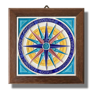 CREAZIONI LUCIANO, ROSA DEI VENTI, cm 15x15 in Ceramica a rilievo, Handmade in Italy